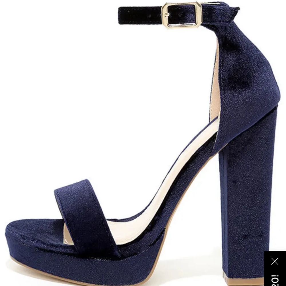 Demi blue velvet platform heels